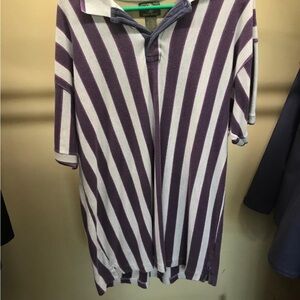 Purple and White Striped Polo Shirt
